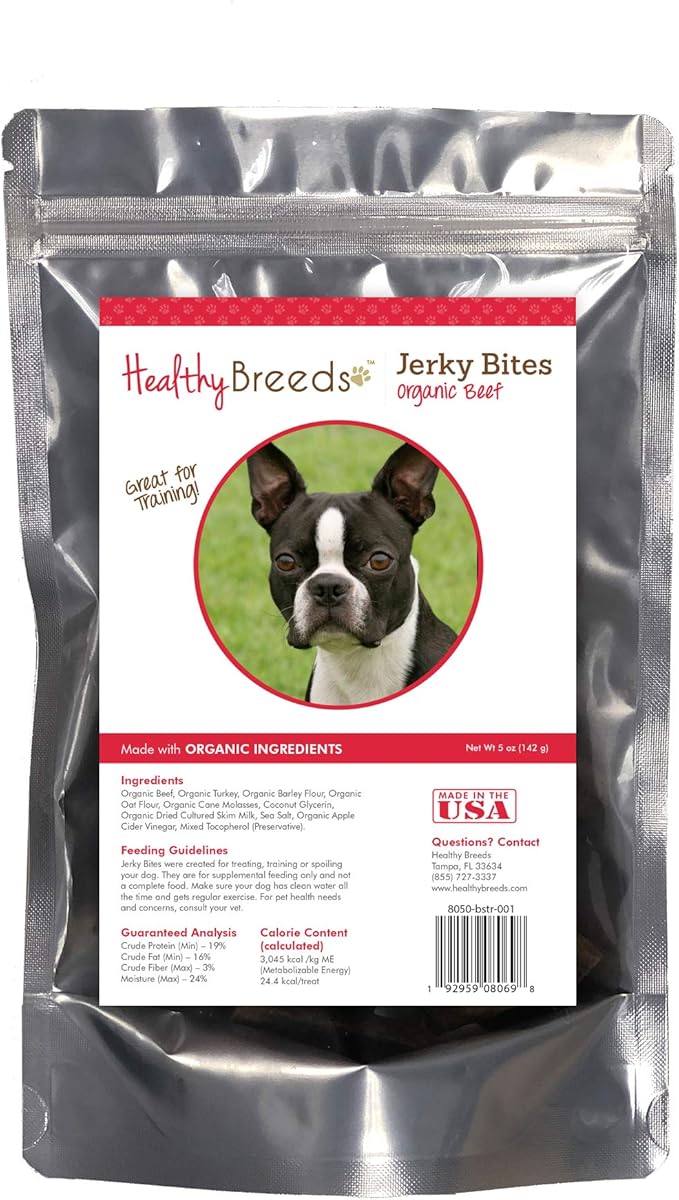 Healthy Breeds Boston Terrier Jerky Bites Beef Recipe Dog Treats 5 oz