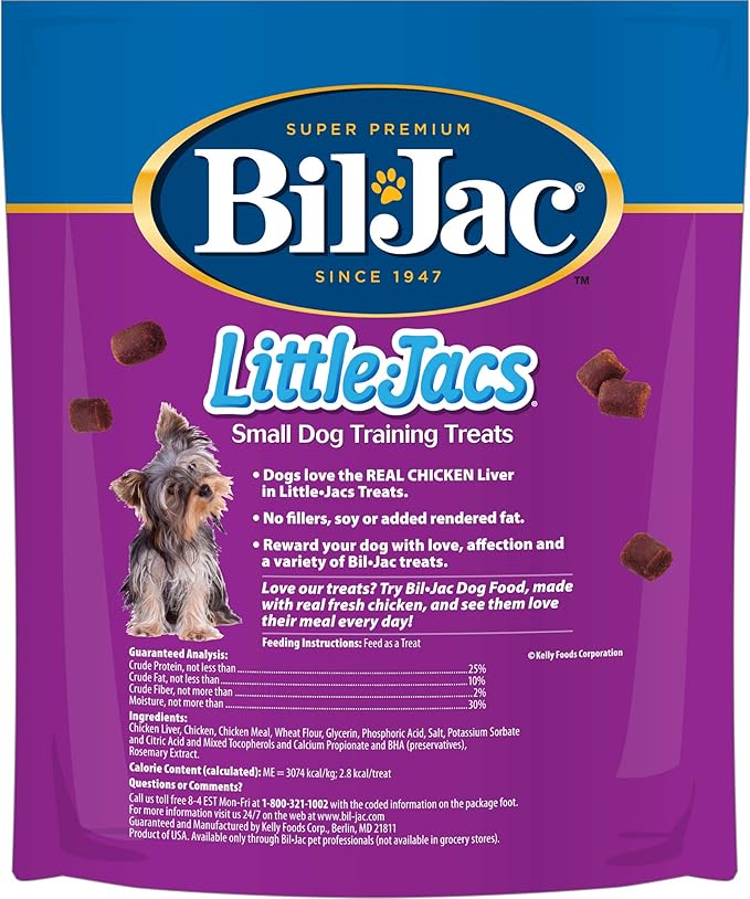 Bil-Jac Little Jacs Small Dog Training Treats - Soft Chicken Liver Dog Treats for Puppy Rewards - Real Chicken, No Fillers, 10oz Resealable Double Zipper Pouch (2-Pack)
