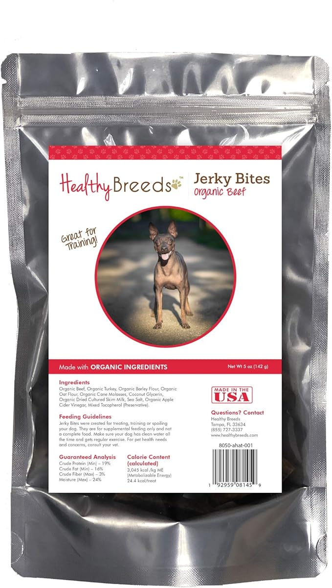 Healthy Breeds American Hairless Terrier Jerky Bites Beef Recipe Dog Treats 5 oz