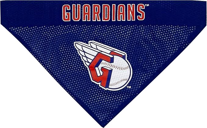 Pets First MLB Cleveland Guardians Reversible Bandana Small/Medium for Dogs & Cats. 2 Sided Sports Bandana, with a Premium Embroidery Team Logo. - 2 Sizes & All MLB Teams Available (CLG-3217-S-M)