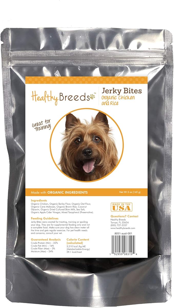Healthy Breeds Australian Terrier Jerky Bites Chicken & Rice Recipe Dog Treats 5 oz