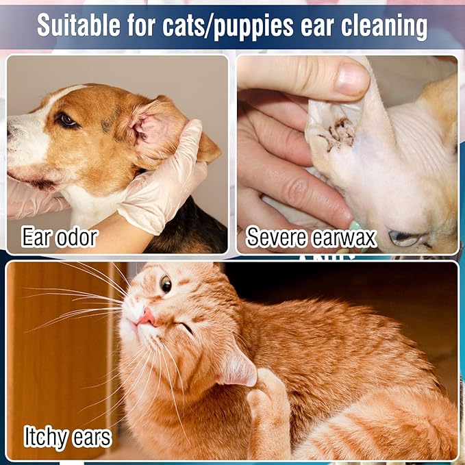 Cotton Swab for Pets, 110 pcs Dog Ear Cleaner Buds, Safety Dog Ear Infection Treatment, Specially Designed Cotton Sticks for Puppy and Kitten Ear Care