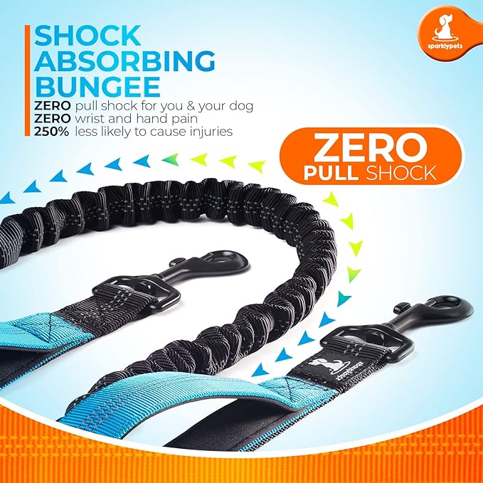 SparklyPets Hands Free Dog Leash with Reflective Stitches – Waist Leash for Dog Walking, Training & Jogging – Running Leash Hands Free for Medium & Large Dogs