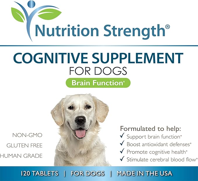 Cognitive Support for Dogs, Promotes Dog Brain Health, Mental Support for Old Dogs, Supplement for Dogs with Cognitive Difficulties, 120 Chewable Tablets