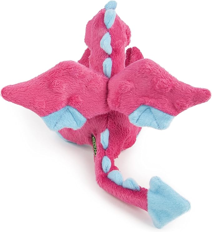 goDog Bubble Plush Dragons Squeaky Dog Toy, Chew Guard Technology - Pink, Small