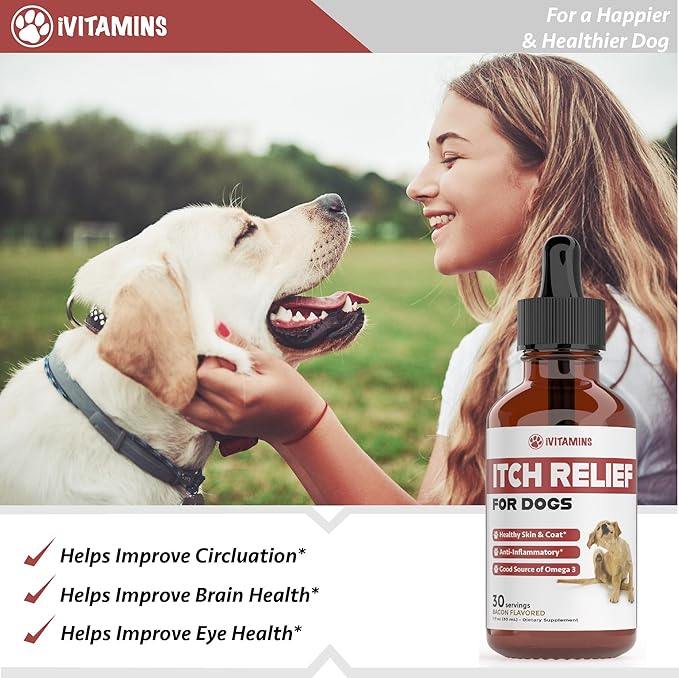 Itch Relief for Dogs | Dog Itch Relief | Helps to Naturally Relieve Itching, Allergies, & More by Improving the Skin & Coat Health | Allergy Relief for Dogs Itching | Dog Itching Skin Relief | 1 fl oz