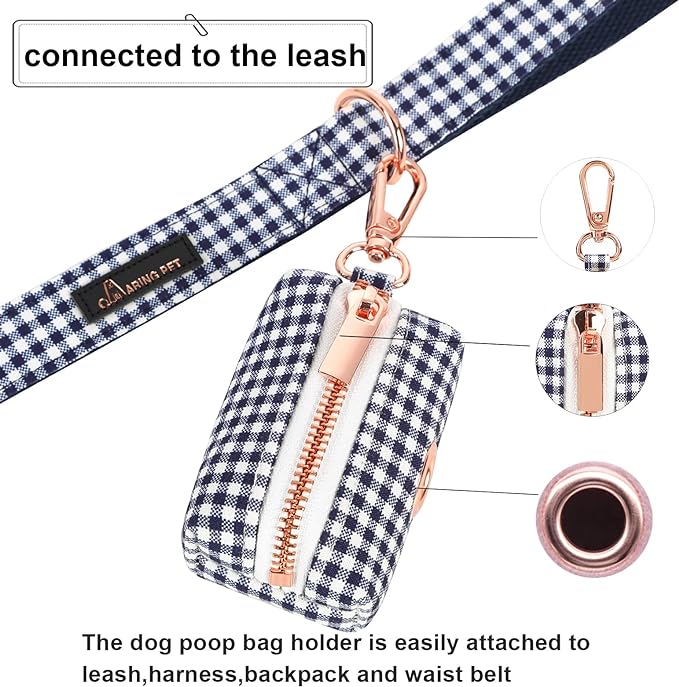 ARING PET Dog Waste Bag Dispenser, Cotton Doggy Poop Bags Holders Attach to Any Leashes, Portable Washable flamingo Pet Waste Pouch Dispenser with Metal Zipper