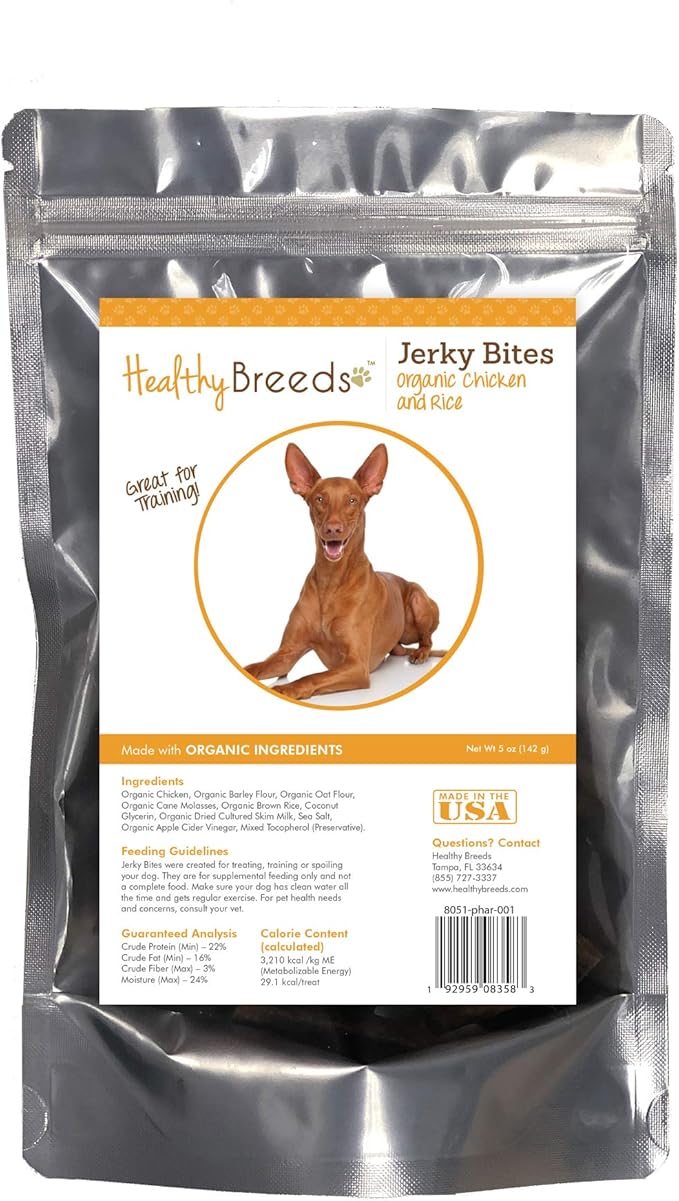 Healthy Breeds Pharaoh Hound Jerky Bites Chicken & Rice Recipe Dog Treats 5 oz
