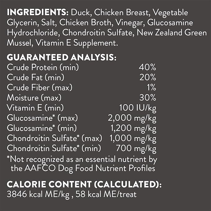 DOGSWELL Jerky Hip and Joint Dog Treats Grain Free Made in USA Only, Glucosamine and Chondroitin, 10 oz Duck (842194)