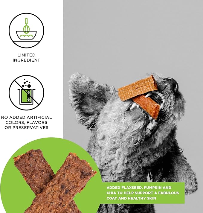 BIXBI Skin & Coat Support Chicken Jerky Dog Treats, 5 oz - USA Made Grain Free Dog Treats - Antioxidant Rich to Support Shiny, Full Bodied Coats - High in Protein, Whole Food Nutrition, No Fillers