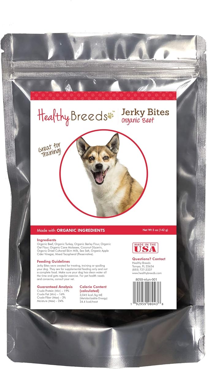Healthy Breeds Norwegian Lundehund Jerky Bites Beef Recipe Dog Treats 5 oz