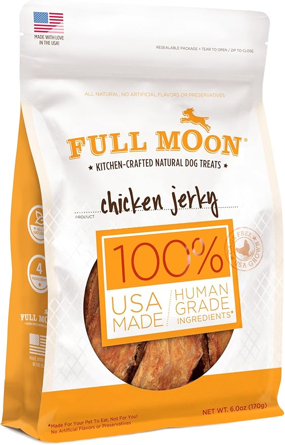 Full Moon All Natural Human Grade Dog Treats, Chicken Jerky, 12.5 Ounce