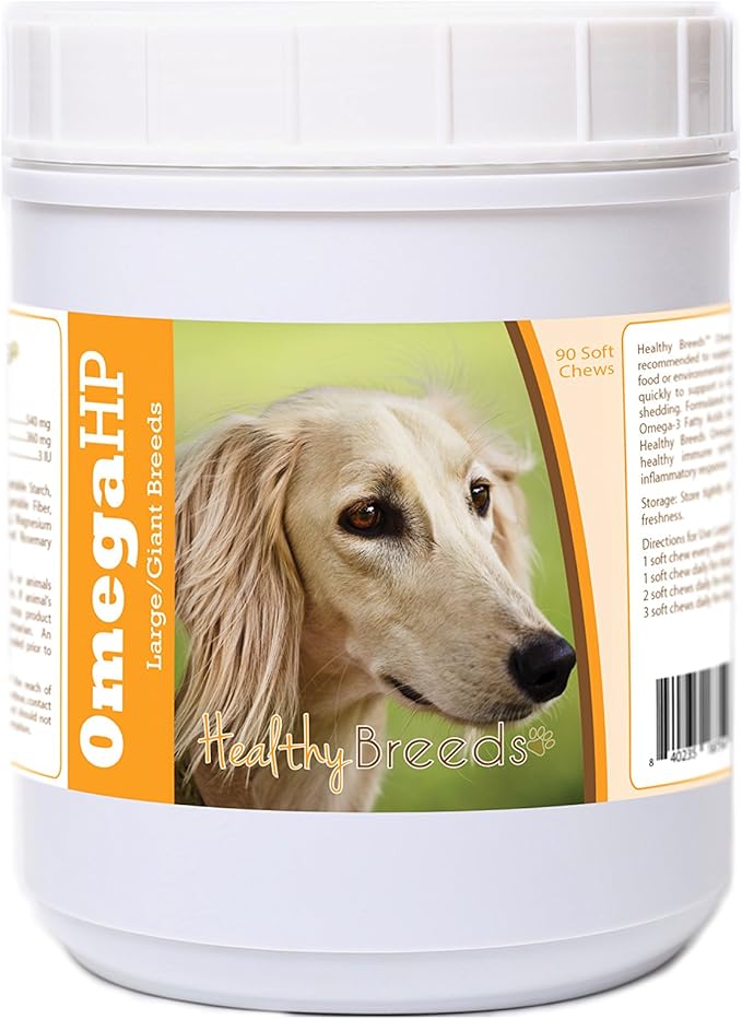 Healthy Breeds Saluki Omega HP Fatty Acid Skin and Coat Support Soft Chews 90 Count