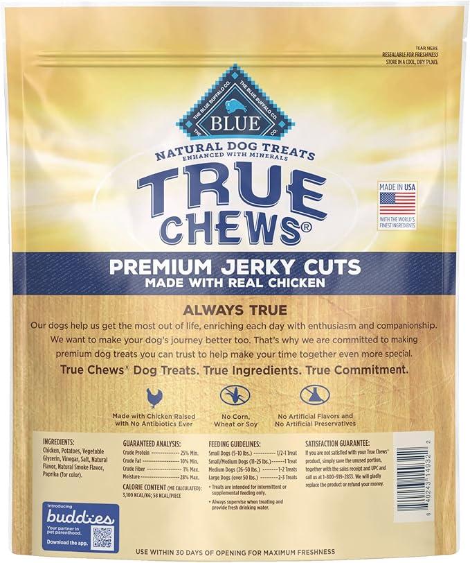 Blue Buffalo True Chews Premium Jerky Cuts Natural Dog Treats, Chicken 32 oz bag
