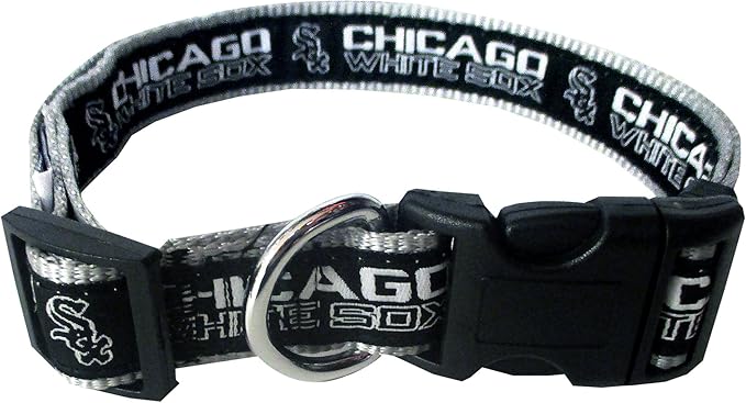 MLB Chicago White Sox Licensed PET COLLAR- Heavy-Duty, Strong, and Durable Dog Collar. Available in 29 Baseball Teams and 4 Sizes