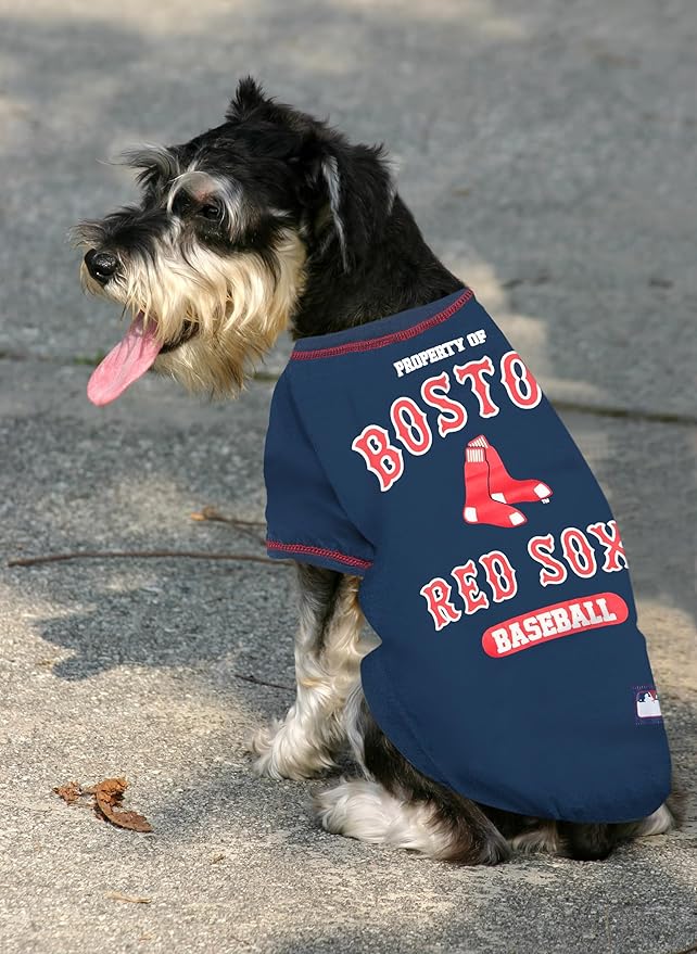 MLB Boston RED SOX Dog T-Shirt, X-Small. - Licensed Shirt for Pets Team Colored with Team Logos. - Premium Stretchable Materials for The Comfort of Your Dog & cat.