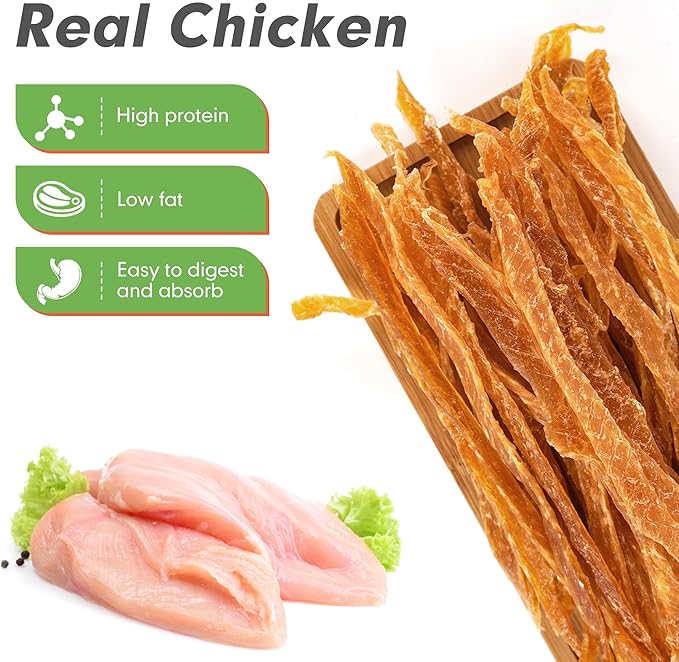 MON2SUN Dog Treats, Chicken Jerky Strips for Small Dogs, High Protein & Grain Free Dog Snacks, Easy to Digest Dog Training Treats (Chicken, 17.64 Ounce -Pack of 1)