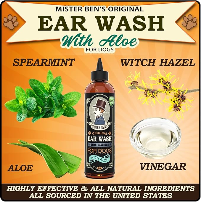 MISTER BEN'S Original Dog Ear Cleaner - Natural, Effective Dog Ear Infection Treatment & Cleanser (Wash)