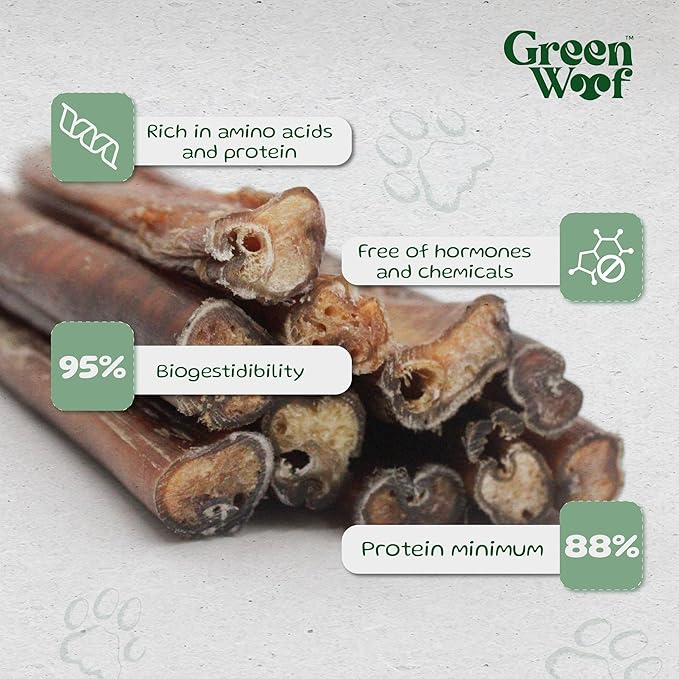 Bully Sticks (6 Inch), Easily Digestible 100% Pure Beef Treats, Pasture-Raised, Organic, Grain-Free, Durable and Long-Lasting Chews for Medium & Large Dogs (Medium, 10, Count)