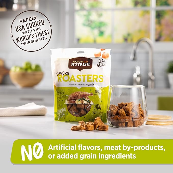 Rachael Ray Nutrish Savory Roasters Real Meat Dog Treats, Roasted Chicken Recipe, 12 Ounces, Grain Free