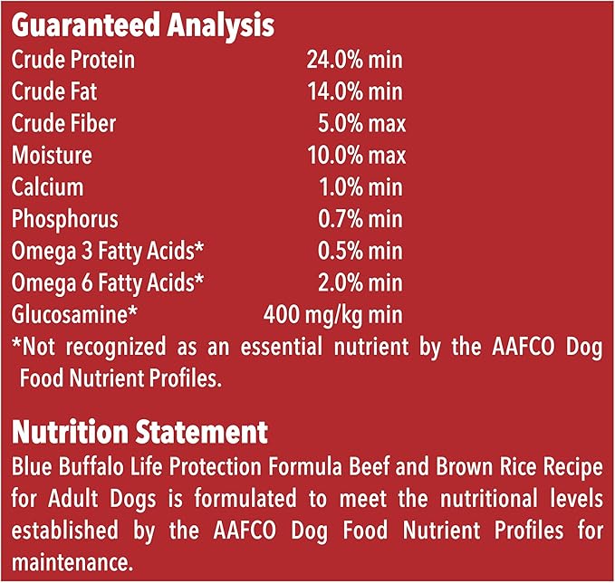 Blue Buffalo Life Protection Formula Natural Adult Dry Dog Food, Beef and Brown Rice 15-lb