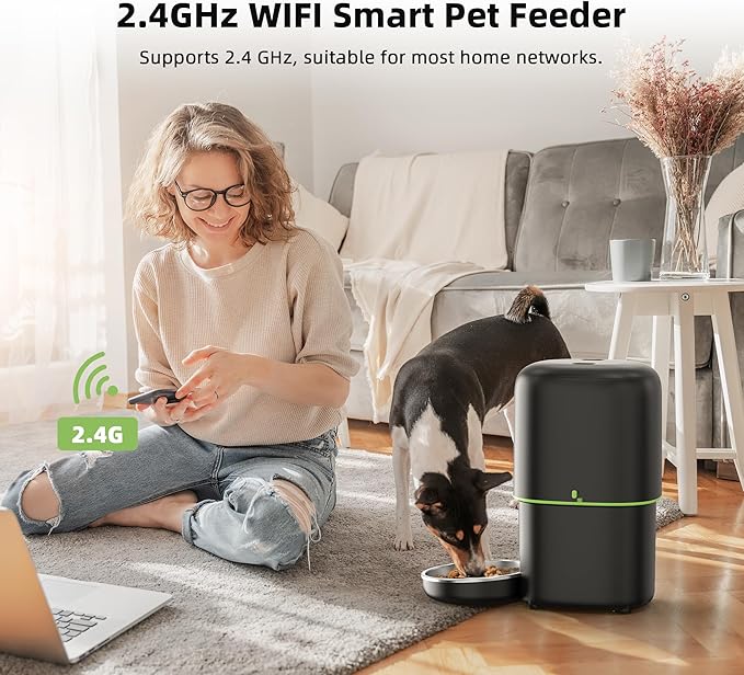 Automatic Cat Feeder WiFi - Easy to Clean 2L/4L WiFi Automatic Cat Feeder for Remote Feeding, Cat Food Dispenser with Lock Feature and Suitable Portion Size, Only 2.4GHz