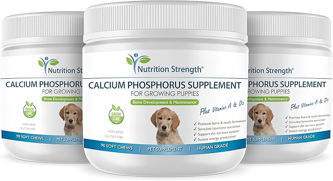 Calcium Phosphorus for Dogs Supplement, Provide Calcium for Puppies, Promote Healthy Dog Bones and Puppy Growth Rate, Dog Bone Supplement, 90 Soft Chews