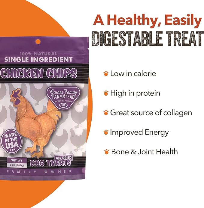 Gaines Family Farmstead Chicken Chips for Dogs, All-Natural, Grain-Free, Soy-Free, Dye-Free, Healthy Dog Treats for All Ages & Breeds, Puppies, Made in USA, 6 oz