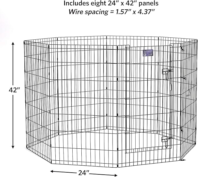 MidWest Homes for Pets Foldable MetalDog Exercise Pen / Pet Playpen, Black w/ door, 24'W x 42'H