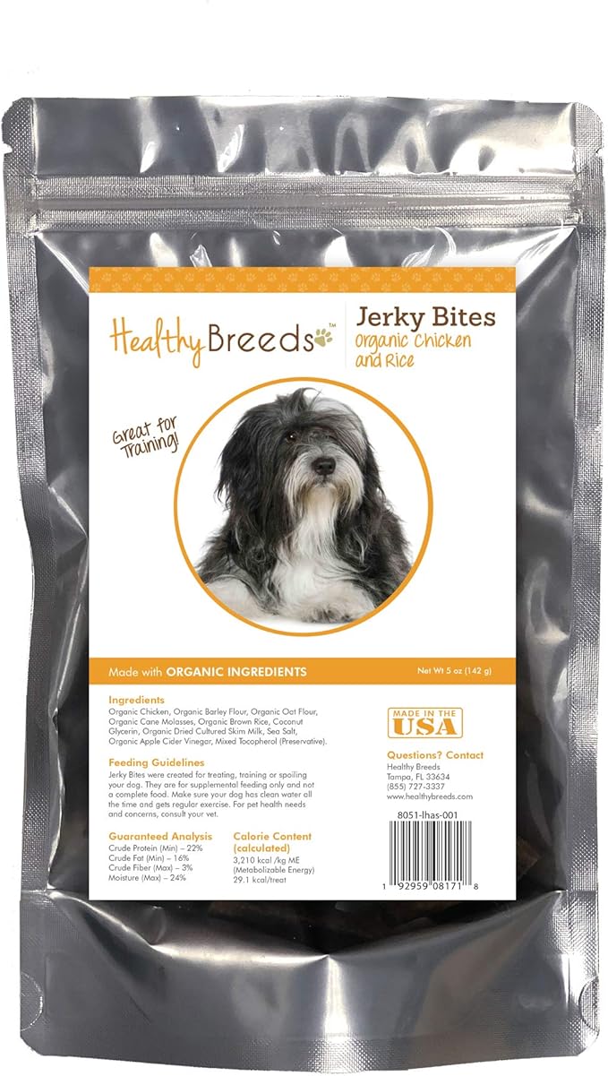 Healthy Breeds Lhasa Apso Jerky Bites Chicken & Rice Recipe Dog Treats 5 oz