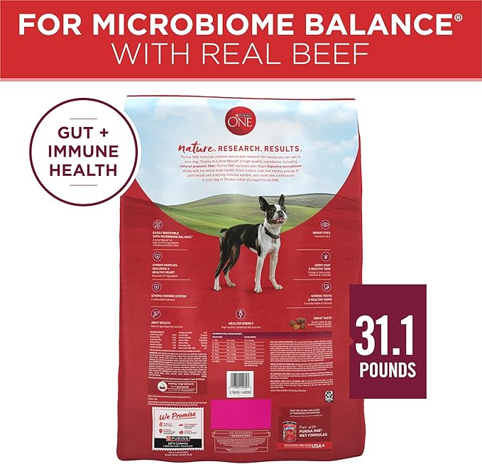 Purina ONE Small Bites Beef and Rice Formula Small High Protein Dry Dog Food Natural with Added Vitamins, Minerals and Nutrients - 31.1 lb. Bag