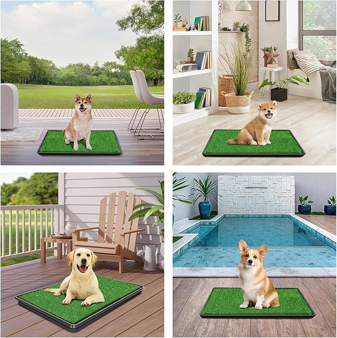 Dog Grass Pad with Tray, Dog Potty Grass for Puppy Training, Artificial Fake Grass for Dogs to Pee on Indoor Outdoor