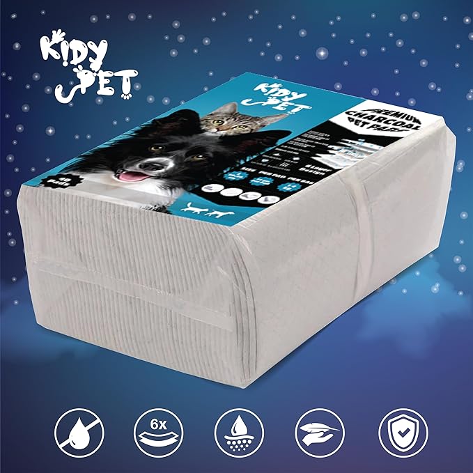 Bamboo Charcoal Pee Pad Absorption Deodorize Pet Disposable Toilet Activated Odor Control Carbon Dog Puppy & Cat Potty Training Pads with 6-Layer | Large Size (60×60 CM) (40 Count/Bag)