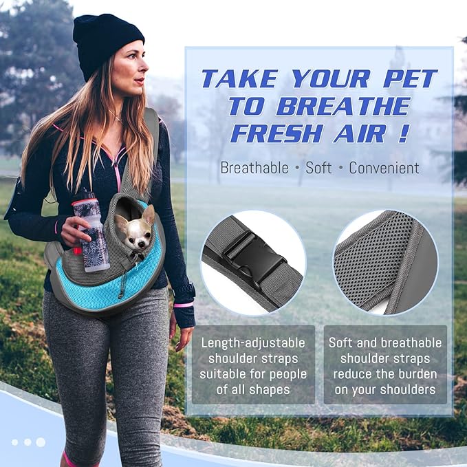 YUDODO Pet Dog Sling Carrier Breathable Mesh Travel Safe Sling Bag Carrier for Dogs Cats