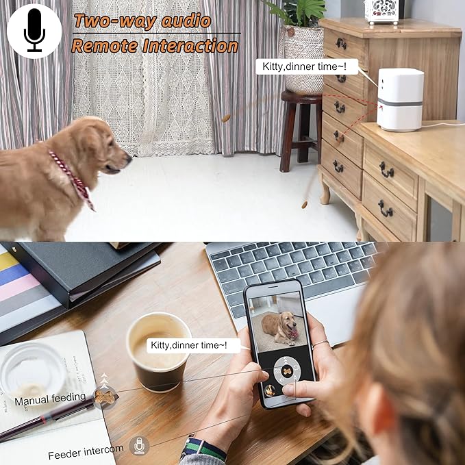 SKYMEE Petalk AI II Dog Camera Automatic Treat Dispenser, 5G WiFi Full HD Pet Camera with 180° Pan Full-Room View