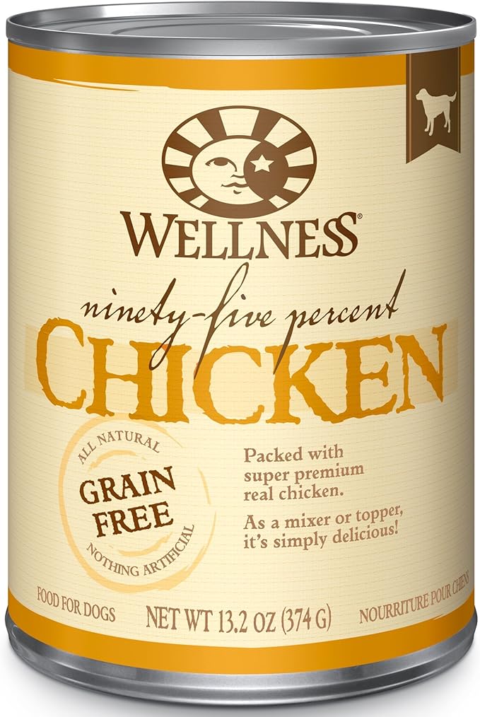 Wellness 95% Chicken Natural Wet Grain Free Canned Dog Food, 13.2-Ounce Can