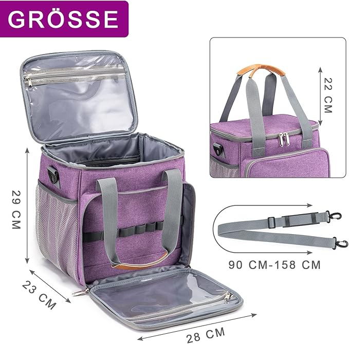 Pet Grooming Bag, Dog Grooming Supplies Organizer Tote Bag, Perfect for Pet Grooming Tool Kit Accessories-Purple