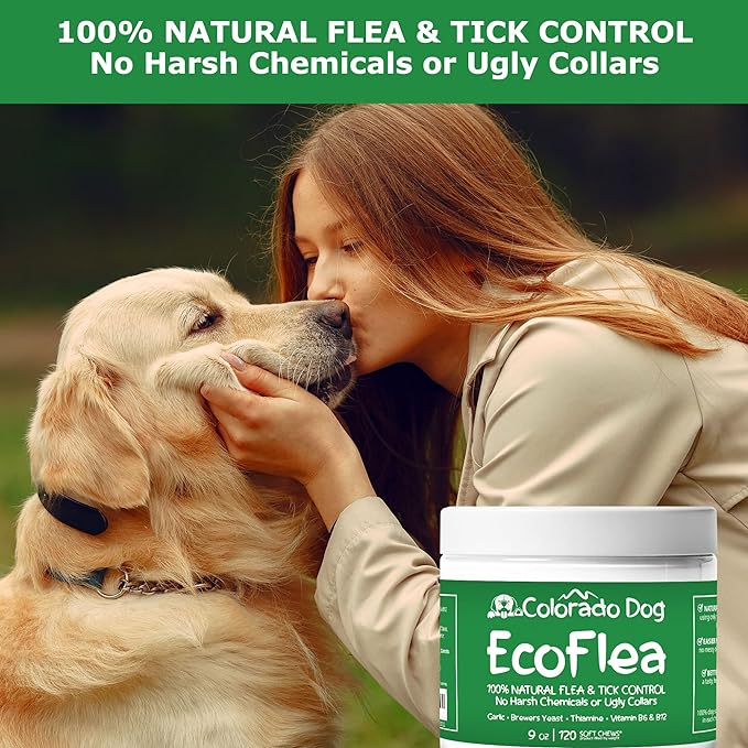 by ColoradoDog - all Natural Chewable Dog Treats for Flea and Tick Treatment and Prevention - 120 Count - no Chemicals, no Mess, no Collars