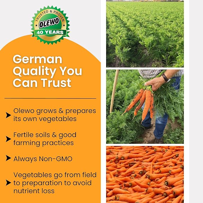 Olewo Original Carrots for Dogs – Fiber for Dog Stool Hardener, Dog Food Toppers for Picky Eaters, Skin & Coat Support, Multivitamin for Dogs, Probiotics for Dogs Digestive and Dog Gut Health, 5.5 lbs