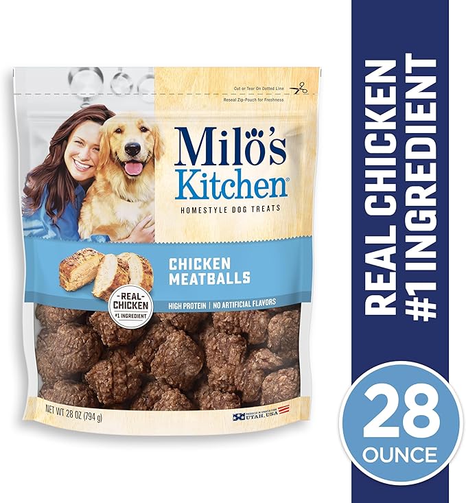 Milo's Kitchen Homestyle Dog Treats, Chicken Meatballs, 28 Ounce, High Protein, No Artifical Flavors