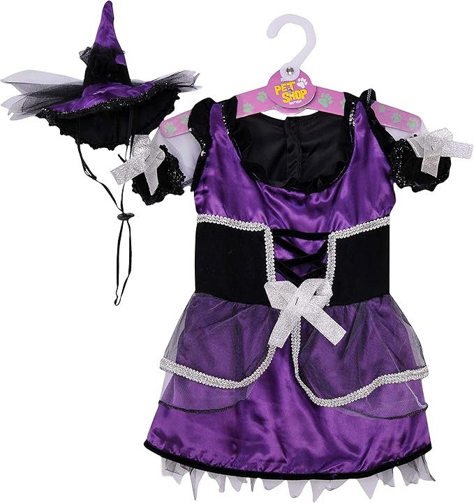 Rubie's Pet Costume, Large, Purple Witch Dress and Hat