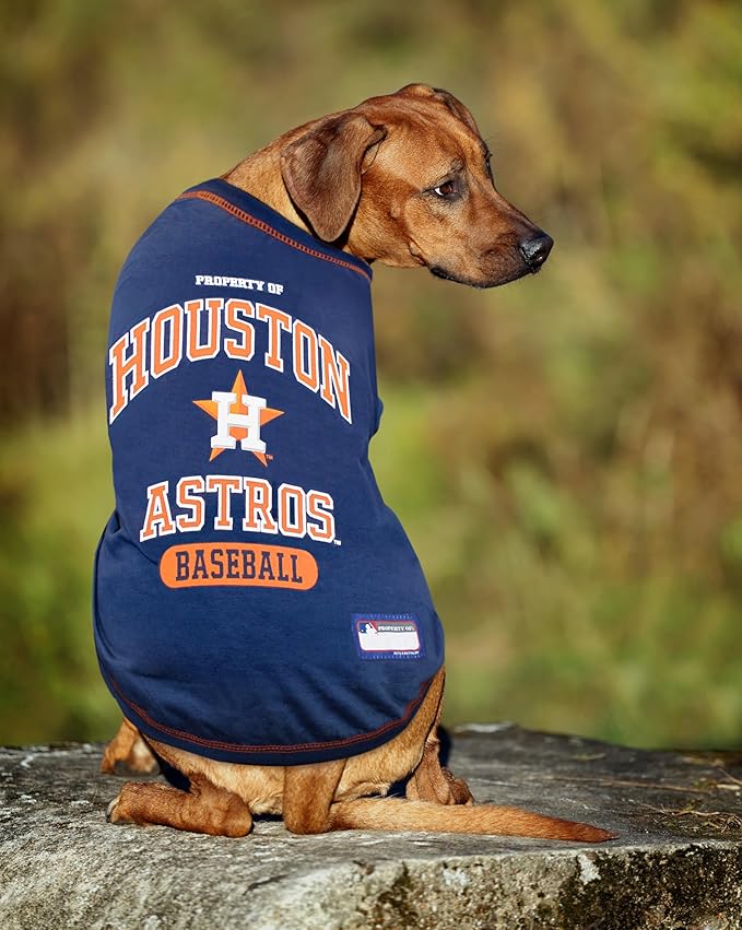 MLB Houston Astros Dog T-Shirt, X-Small. - Licensed Shirt for Pets Team Colored with Team Logos. - Premium Stretchable Materials for The Comfort of Your Dog & cat.