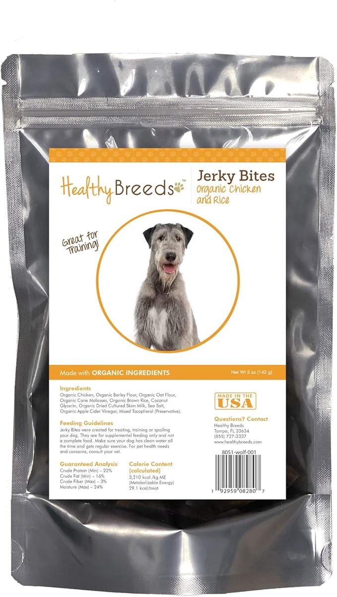Healthy Breeds Irish Wolfhound Jerky Bites Chicken & Rice Recipe Dog Treats 5 oz