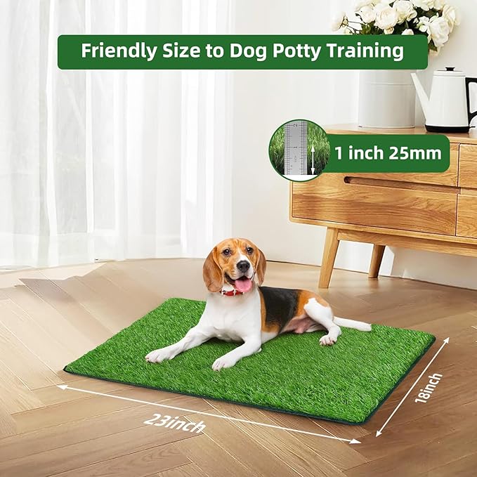 Dog Grass Pee Pad,Artificial Grass for Dogs Potty Training,Reusable Turf Grass Pads for Dogs with Hemmed Edge,Fake Grass Replacement Pads for dog Indoor and Outdoor (18" x 23")