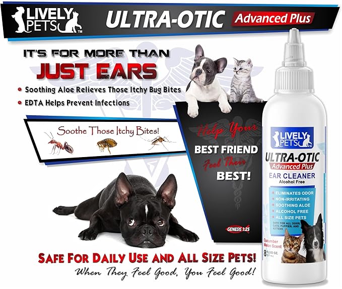 Ulta-Otic Advanced Plus Dog Ear Infection Treatment for Redness, Inflammation, and Itchiness - Vet Strength and Recommended 8 fl oz