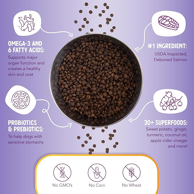 Health Extension Grain Free Little Bites for Dogs, Natural Food with Added Vitamins & Minerals, Perfect for Teacup, Toy & Small Dogs, Salmon & Sweet Potato Little Bites Recipe (3.5lb Bag)