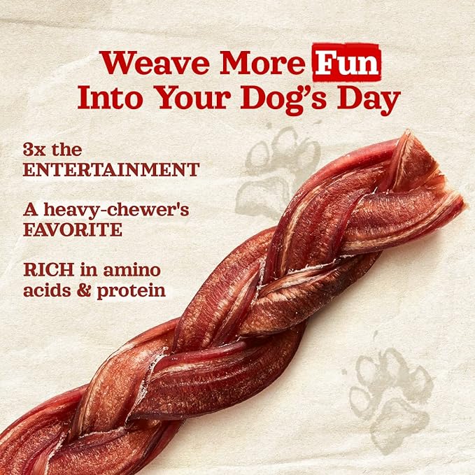 Natural Farm Odor-Free Braided Bully Sticks (6 Inch, 10 Pack) - 100% Grass-Fed Beef, Grain-Free, Low Fat & Fully Digestible Dental Treats - Safest Long Lasting Pizzle Chews to Keep Your Dog Busy