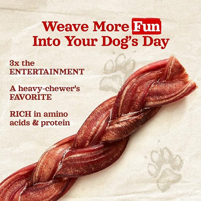 Natural Farm Odor-Free Braided Bully Sticks (4-5 Inch, 5 Pack) - 100% Grass-Fed Beef, Grain-Free, Low Fat & Fully Digestible Best Dental Treats, Safest Long Lasting Pizzle Chews to Keep Your Dog Busy