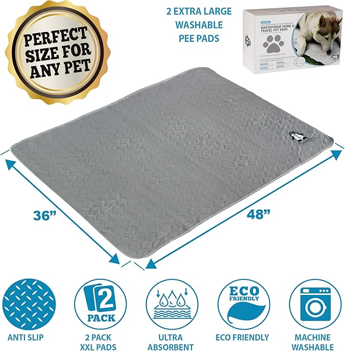 Puppy Pads by Trendy Den Creations - Dog Pee Pads - Puppy Essentials or Pet Supplies Puppy Pads Pet Training Pads - 36"X48" 2 Pack Anti-Slip Washable Pee Pads for Dogs - Dog Pads Extra Large - Potty
