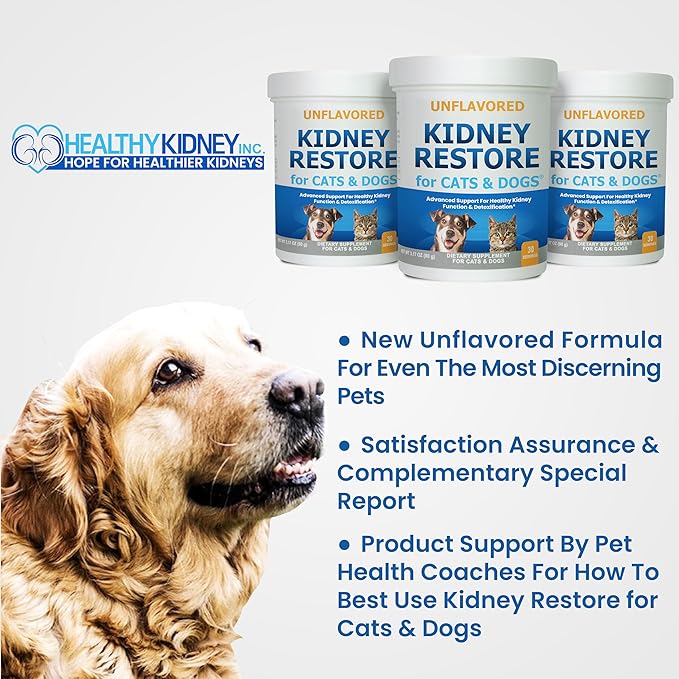 Kidney Restore Cats & Dogs Unflavored for Supporting Normal Kidney Function, Creatinine, Pet Renal Kidney Health Supplement Felines Canines